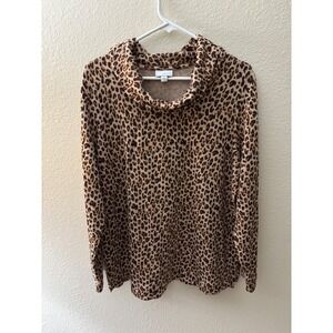 juniper lane leopard print cowl neck long sleeve knit top women's XL
A796